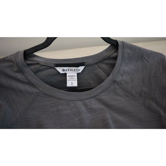 Athleta Women's Sz Large Gray Heather Ultimate Textured L/S Train Top - Picture 3 of 11